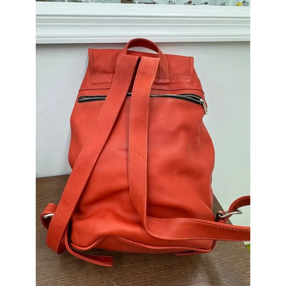Brooklyn Industries Backpack ORANGE LEATHER BACKPACK (PU300THRIFTY